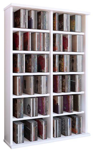 VCM Holz CD DVD Stand Regal | CD Regal mit Platz für 300 CDs oder 130 DVDs oder 72-Videos | Maße: H. 92 x B. 60 x T. 18 cm. | Elegantes DVD Regal | Blu  