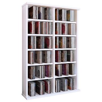 Holz CD DVD Stand Regal | CD Regal mit Platz für 300 CDs oder 130 DVDs oder 72-Videos | Maße: H. 92 x B. 60 x T. 18 cm. | Elegantes DVD Regal | Blu