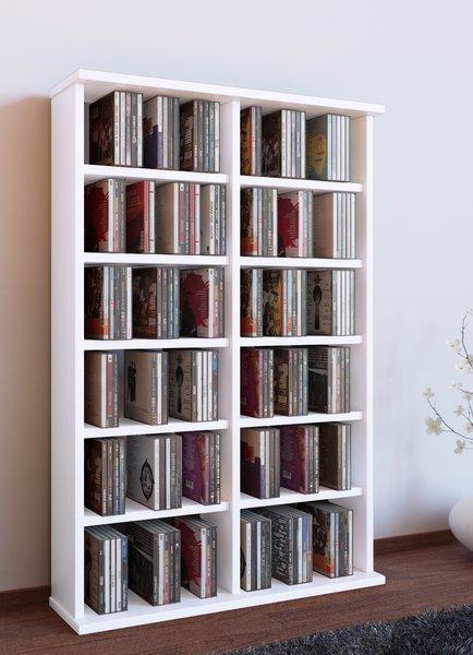 VCM Holz CD DVD Stand Regal | CD Regal mit Platz für 300 CDs oder 130 DVDs oder 72-Videos | Maße: H. 92 x B. 60 x T. 18 cm. | Elegantes DVD Regal | Blu  