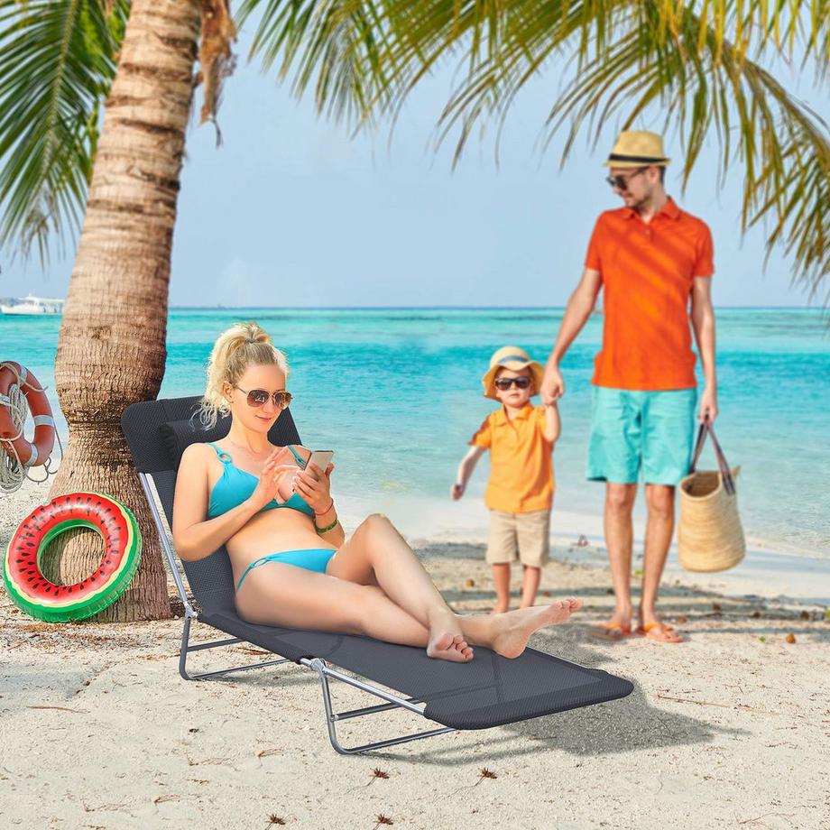 Northio Sonnenliege Gartenliege Relaxliege Bäderliege Zweibeinliege Schwarz Für Garten & Terrasse  