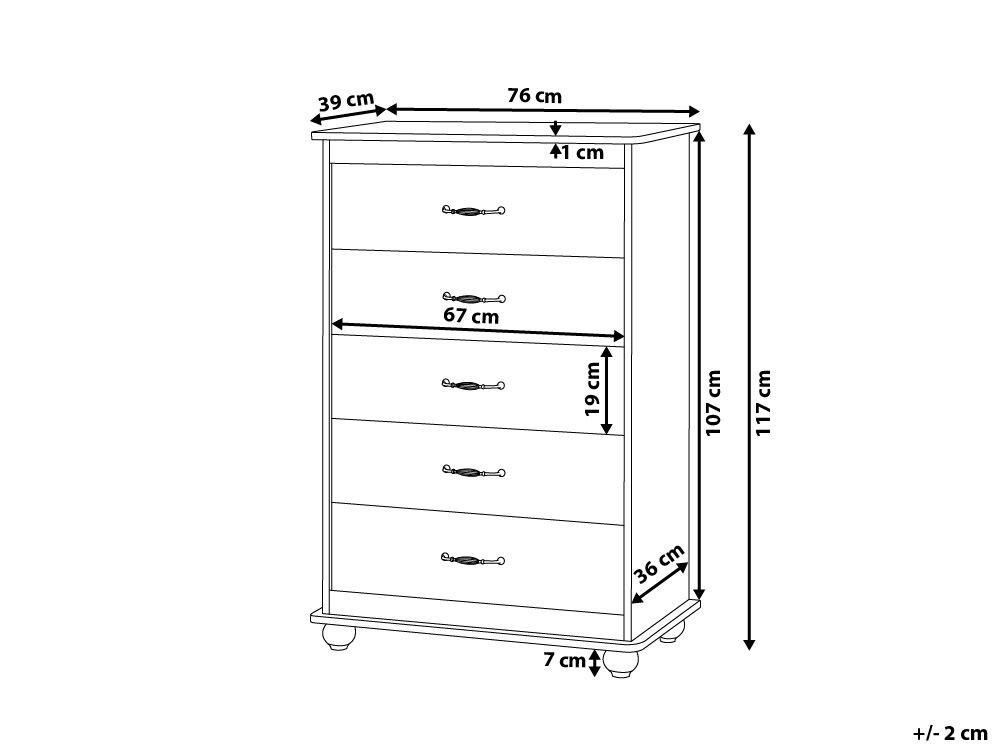 Beliani Cassettiera 5 cassetti en Truciolato Rustico SHARON  