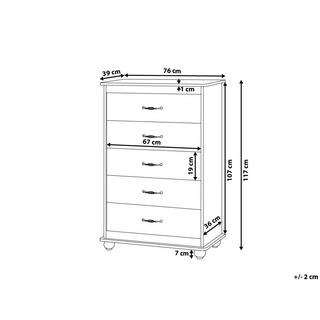 Beliani Cassettiera 5 cassetti en Truciolato Rustico SHARON  