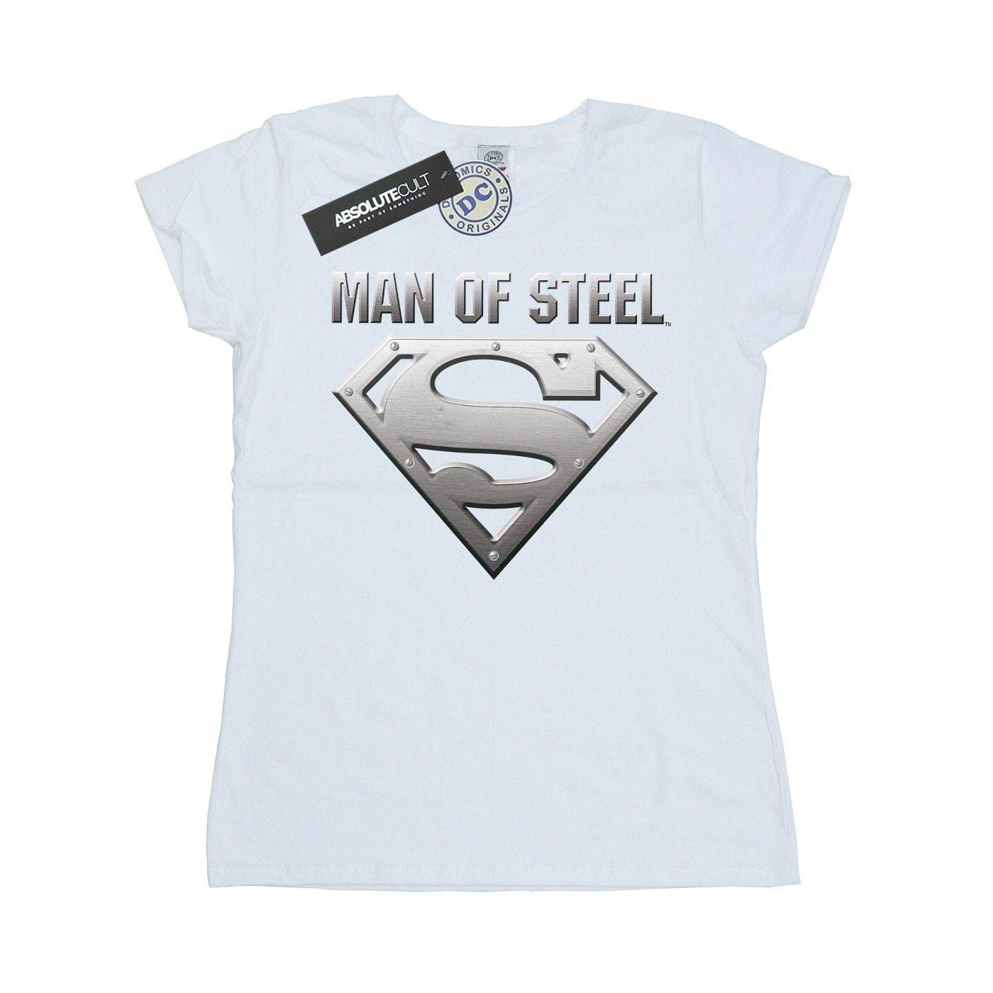 Image of Superman Man Of Steel Shield Tshirt Damen Weiss M
