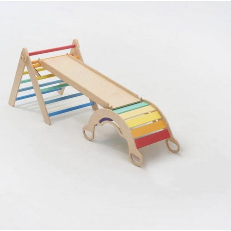Montessori  Échelle + planche double face + balançoire Montessori® en bois - couleur claire 