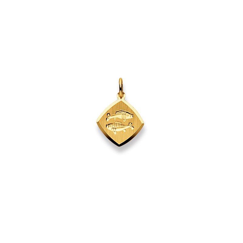 MUAU Schmuck  Pendentif signe du zodiaque poisson or jaune 750, 19x13mm 