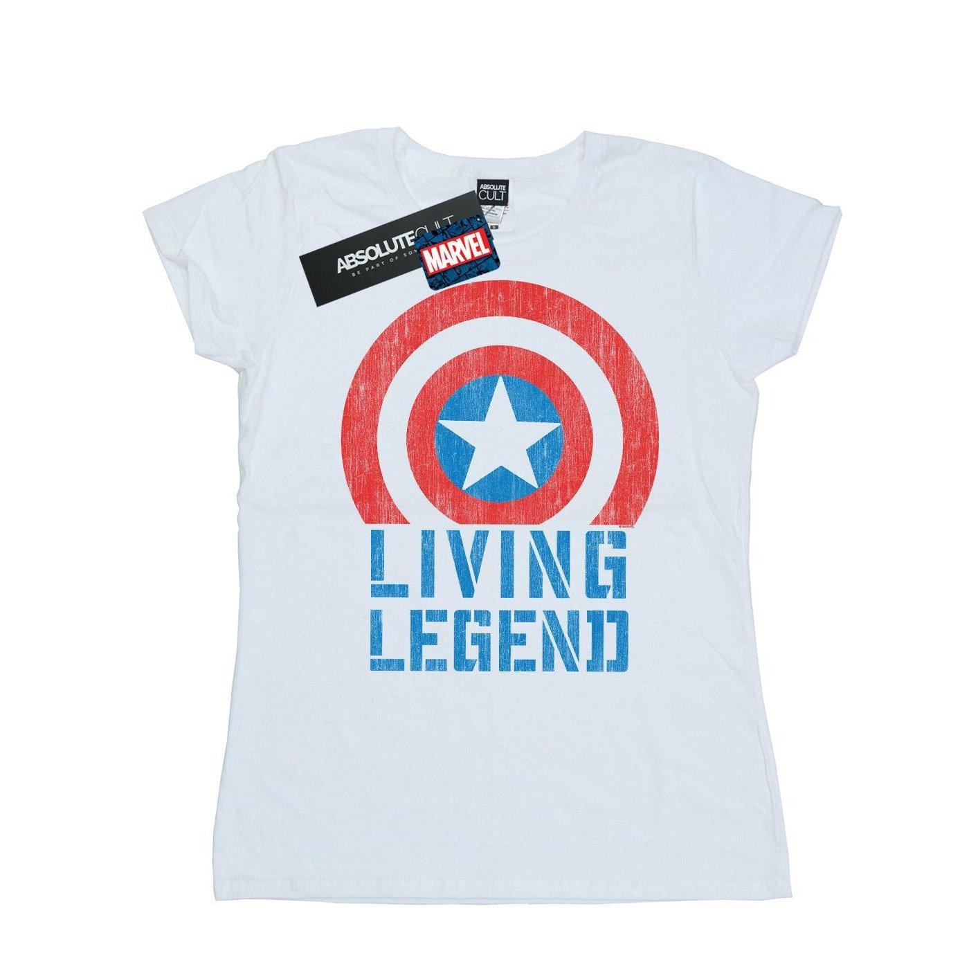 Image of Captain America Living Legend Tshirt Damen Weiss L