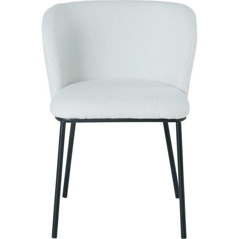 mutoni Esszimmerstuhl Joplix Bouclé Stoff Metall weiss (2er-Set)  