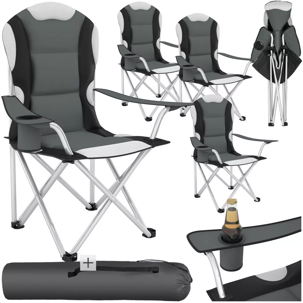 tectake® Campingstuhl, faltbar, gepolstert, geringes Gewicht, 60 x 88 x 110 cm