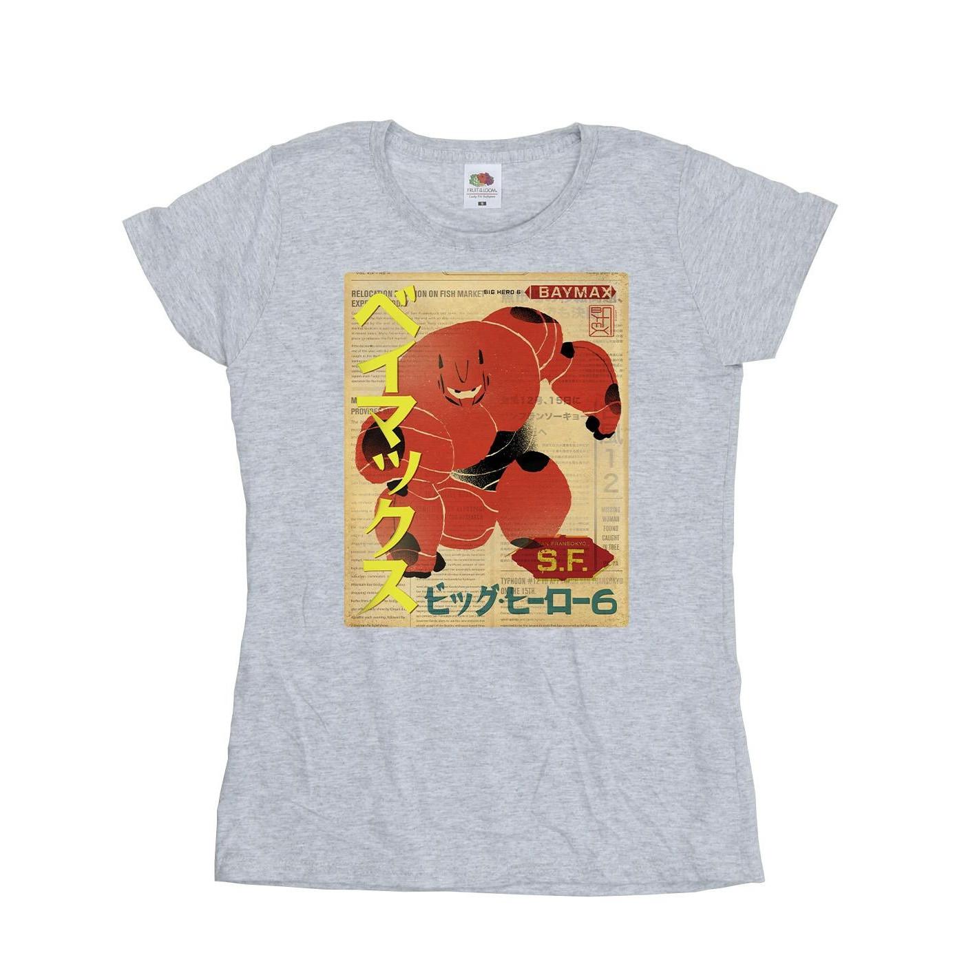 Image of Big Hero 6 Baymax Baymax Newspaper Tshirt Damen Grau XL