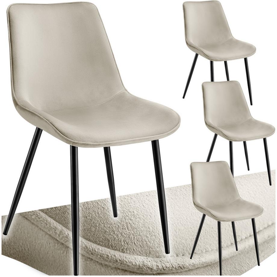 Tectake Lot de chaises MONROE rembourrées aspect velours  