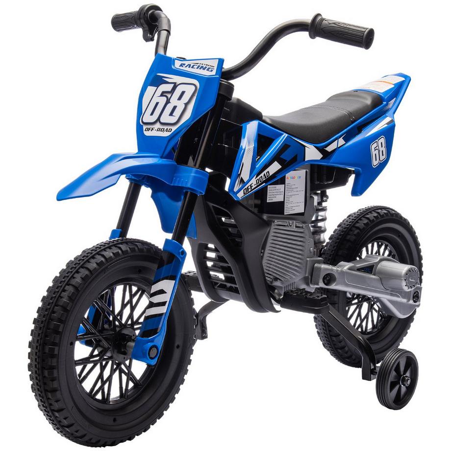 Northio  Moto électrique pour enfants, moto pour enfants 12V avec musique, véhicule pour enfants avec roues d'entraînement amovibles, 2,4-5 km/h, pour enfants de 3 à 6 ans, max 30 kg, bleu. 