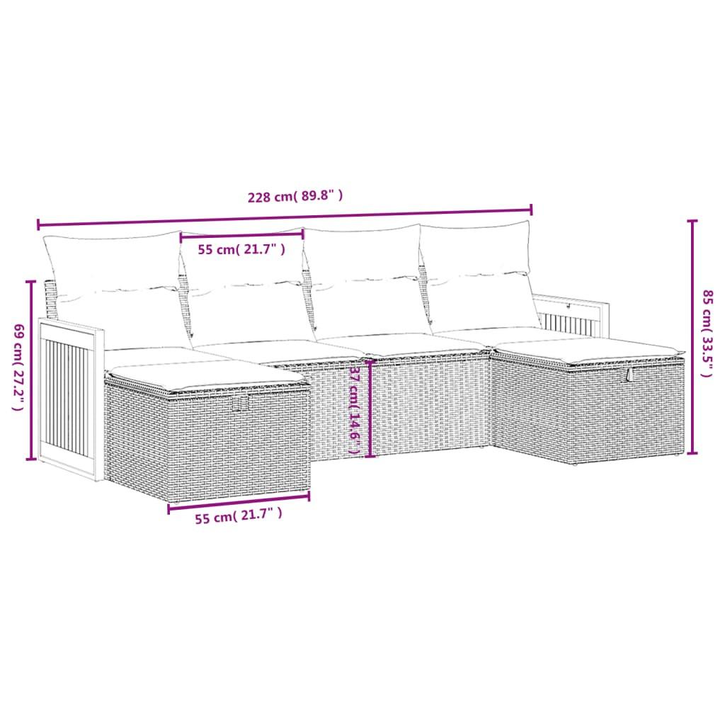 VidaXL set divano da giardino Polirattan  