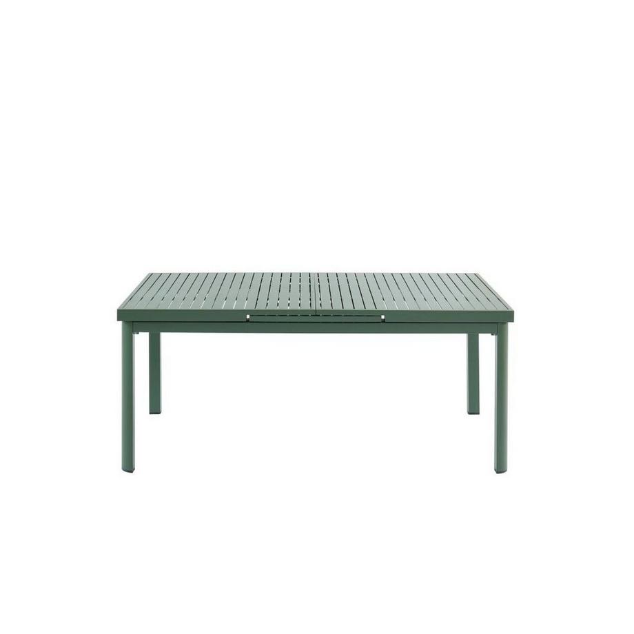 Vente-unique Garten-Essgruppe: Tisch ausziehbar 180/240 cm + 8 stapelbare Sessel - Aluminium - Grün - NAURU von MYLIA  