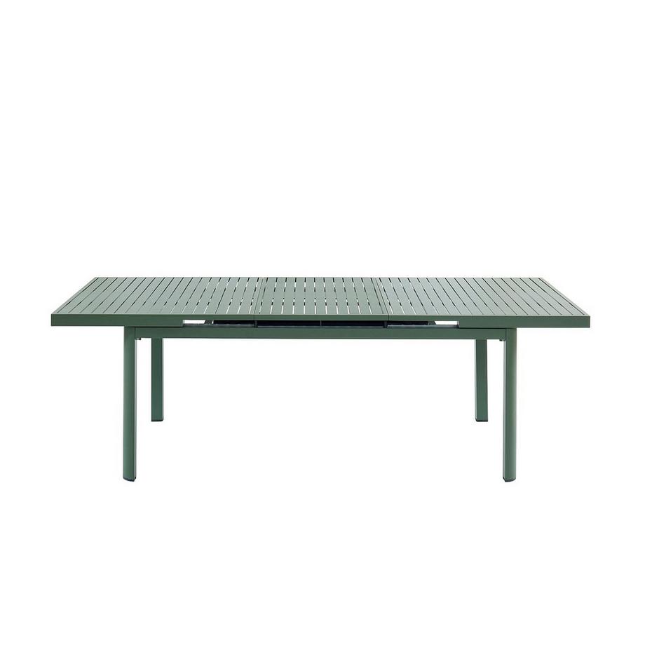 Vente-unique Garten-Essgruppe: Tisch ausziehbar 180/240 cm + 8 stapelbare Sessel - Aluminium - Grün - NAURU von MYLIA  