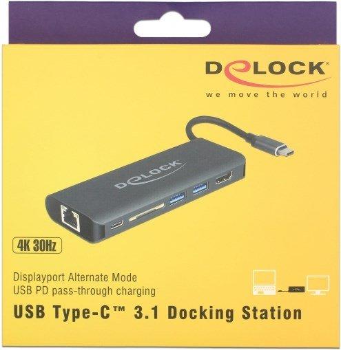 DeLock  USB Type-C™ 3.1 Dockingstation HDMI 4K 30 Hz, Gigabit LAN und USB PD Funktion 