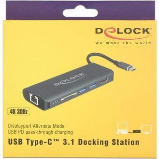 DeLock  USB Type-C™ 3.1 Dockingstation HDMI 4K 30 Hz, Gigabit LAN und USB PD Funktion 