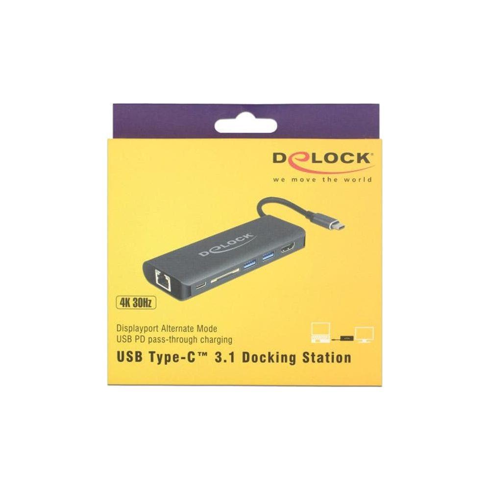 DeLock  USB Type-C™ 3.1 Dockingstation HDMI 4K 30 Hz, Gigabit LAN und USB PD Funktion 