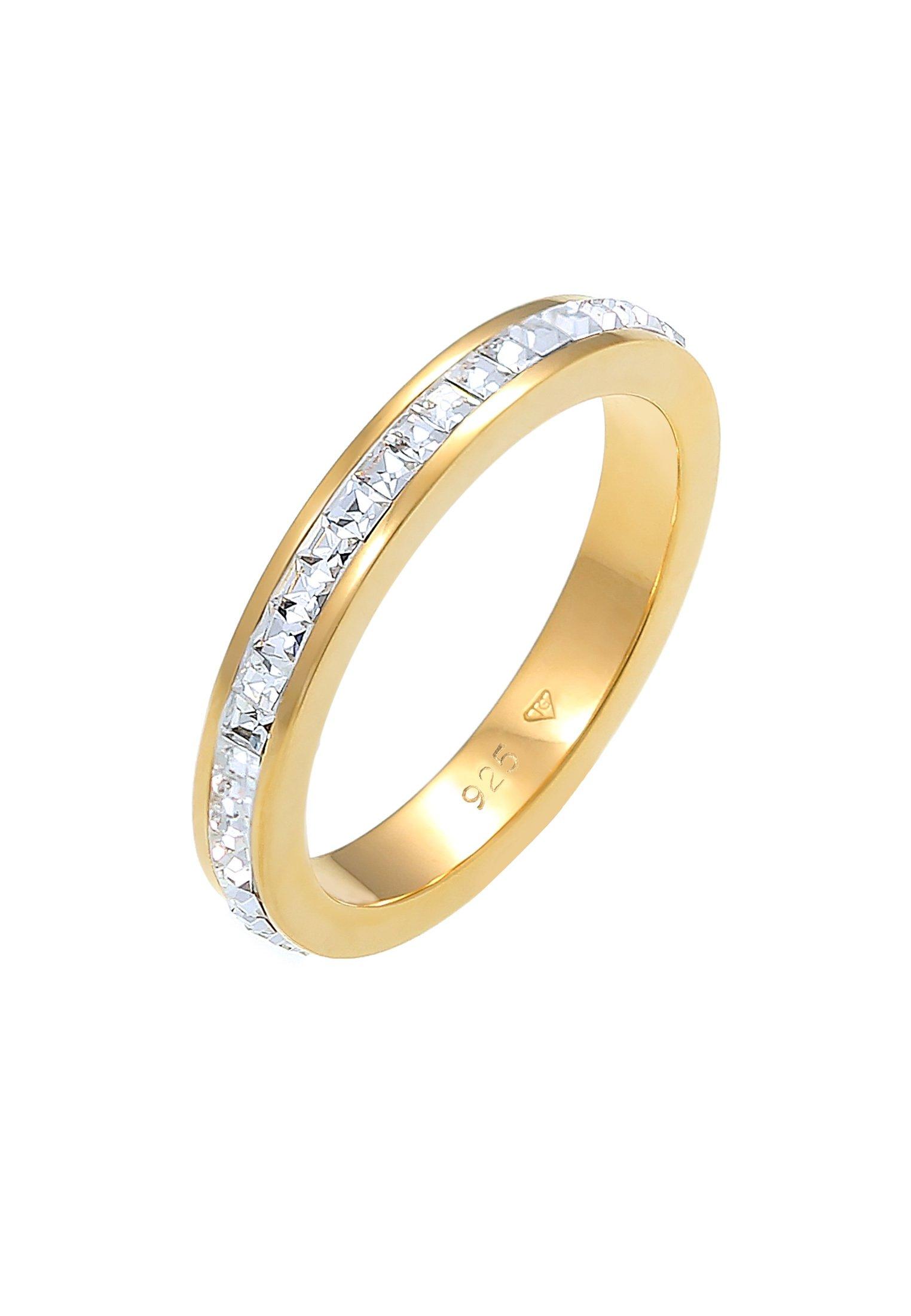 Image of Ring Geo Trend Kristalle 925 Sterling Silber Damen Gold 58mm