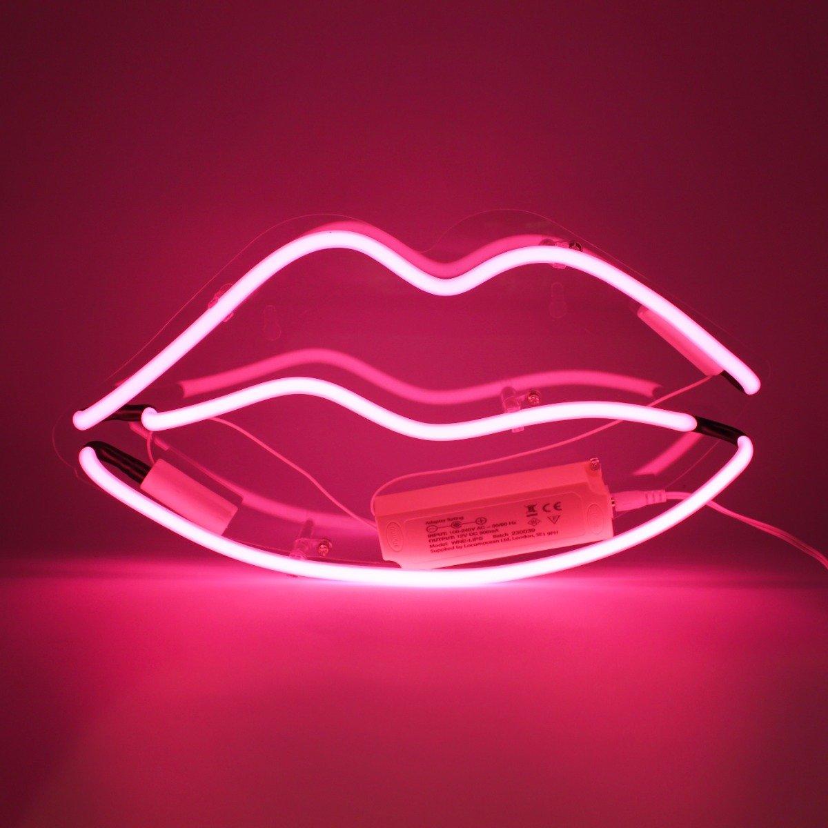 Locomocean Glas Wandneon - Lippen pink  