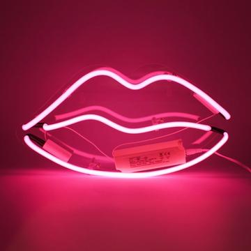 Glas Wandneon - Lippen pink
