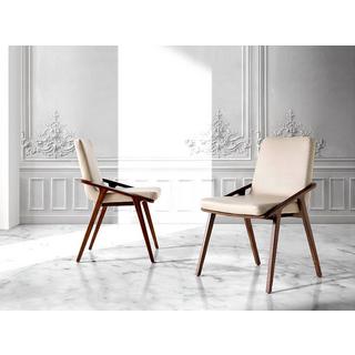 ANGEL CERDA Chaise en simili cuir et bois de noyer  