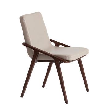 Chaise en simili cuir et bois de noyer