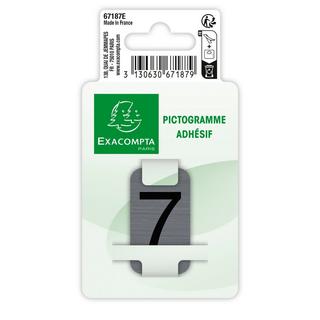 Exacompta Plaque adhésive imitation Aluminium Chiffre 7 2,5x4,4 cm  