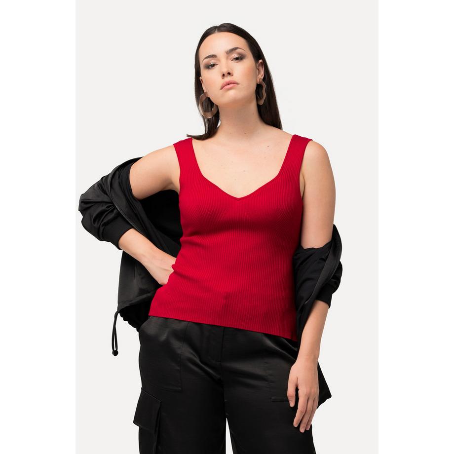 Ulla Popken Ripptop Slim Herzausschnitt Ärmellos  