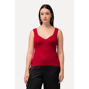 Top dal taglio aderente e smanicato con scollo a cuore e costine