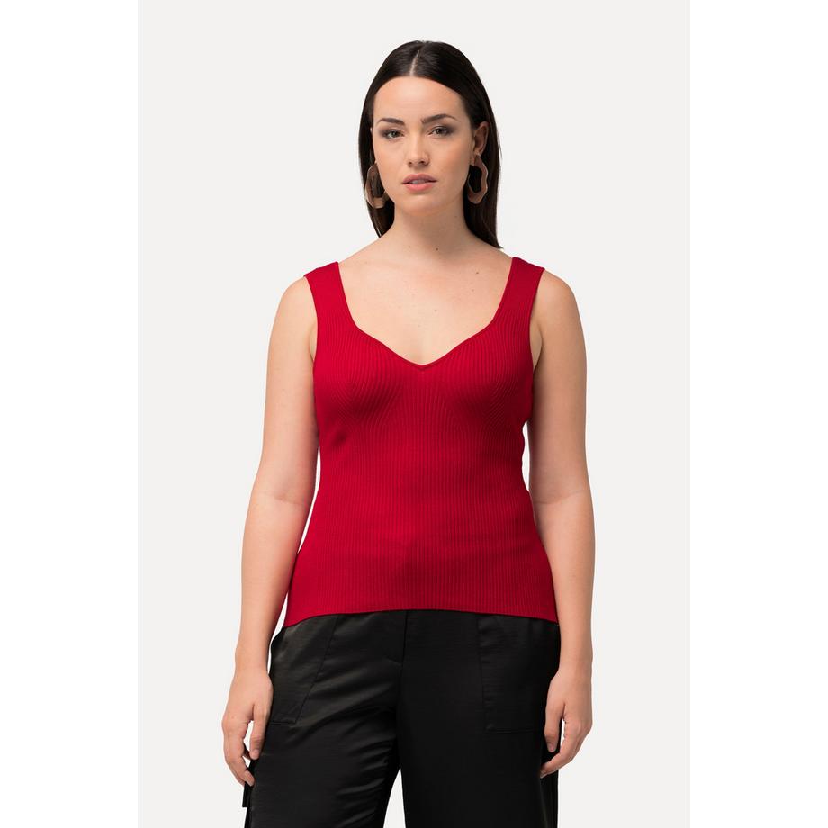 Ulla Popken Ripptop Slim Herzausschnitt Ärmellos  