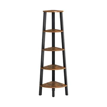 Étagère d'angle industrielle rustique à 5 niveaux avec cadre en acier