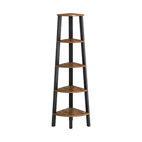 Pricenet Rustikales industrielles Eckregal mit 5 Ebenen und Stahlrahmen  