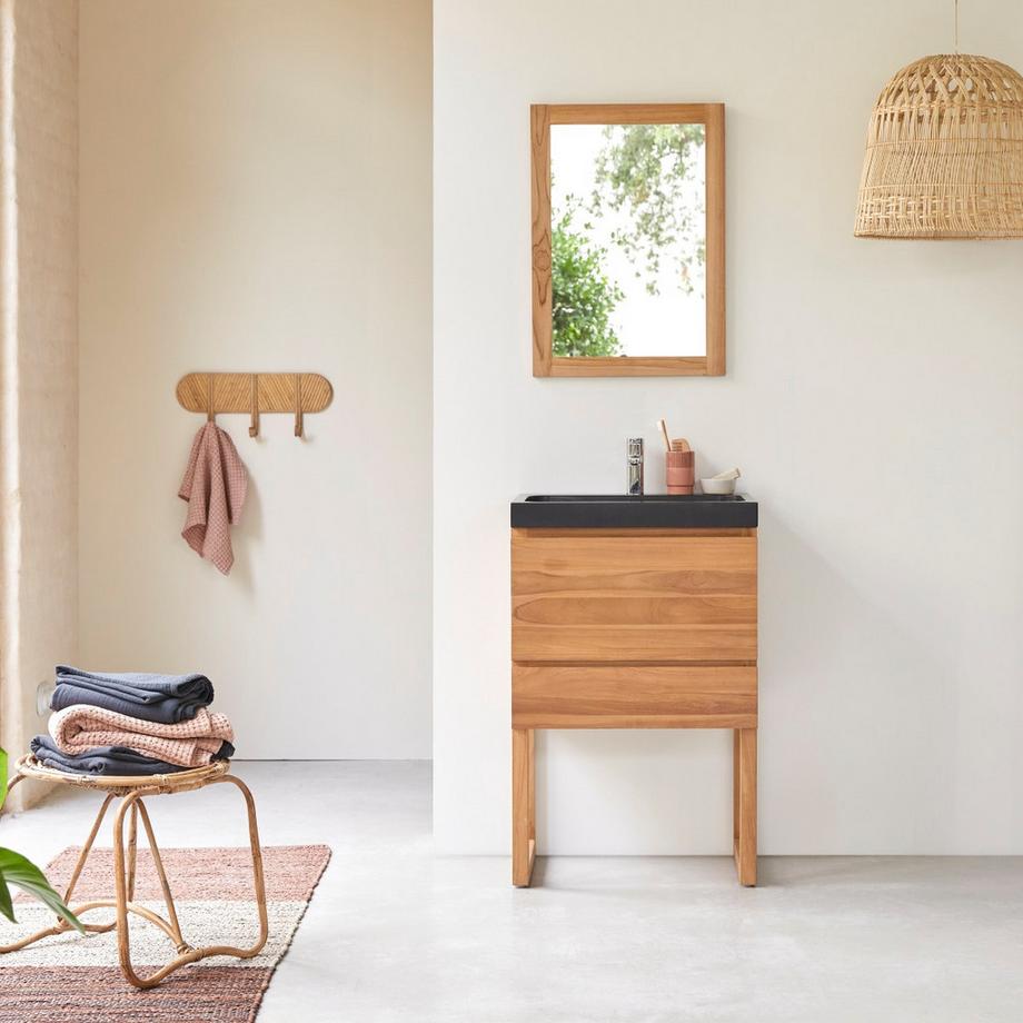 Tikamoon Mobile per il bagno in teak massello e pietra lavica Edgar 60 cm Edgar  