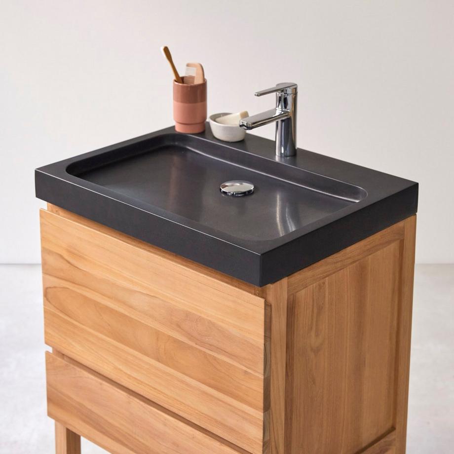 Tikamoon Mobile per il bagno in teak massello e pietra lavica Edgar 60 cm Edgar  