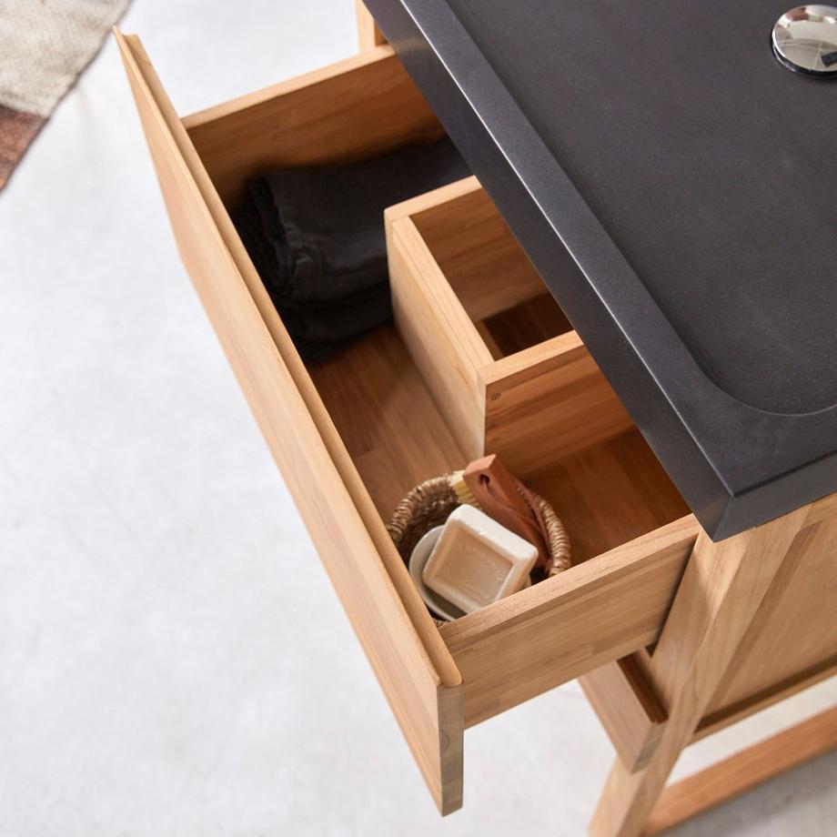 Tikamoon Mobile per il bagno in teak massello e pietra lavica Edgar 60 cm Edgar  