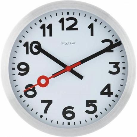 NeXtime Wanduhr Station gebürstet 34.8cm Durchmesser 34.8 x 4.5 cm  