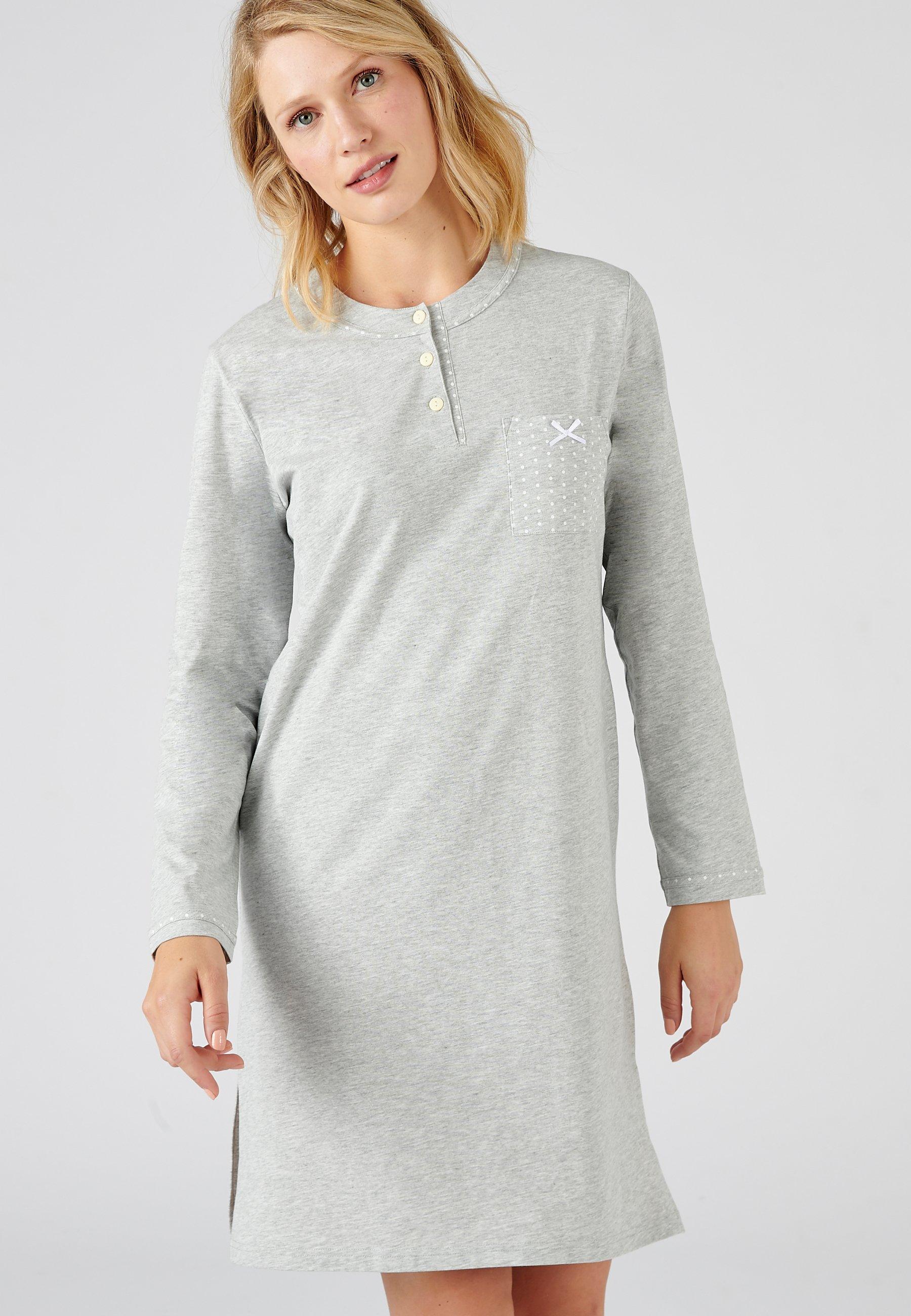 Image of Nachthemd Aus Reinem Gekämmtem Baumwoll-jersey, Länge Ca. 95 Cm. Damen Grau 38/40