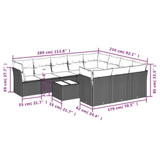 VidaXL set divano da giardino Polirattan  