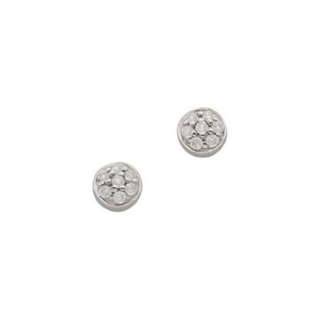 Clous d'oreilles or blanc 750 diamant 0,08ct. 4mm