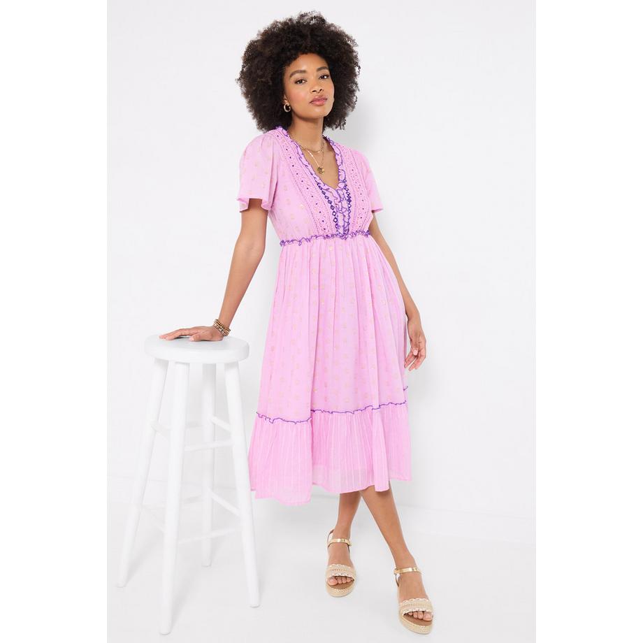 Joe Browns Abito Maxi Strutturato con Dettagli Specchio e Frange  
