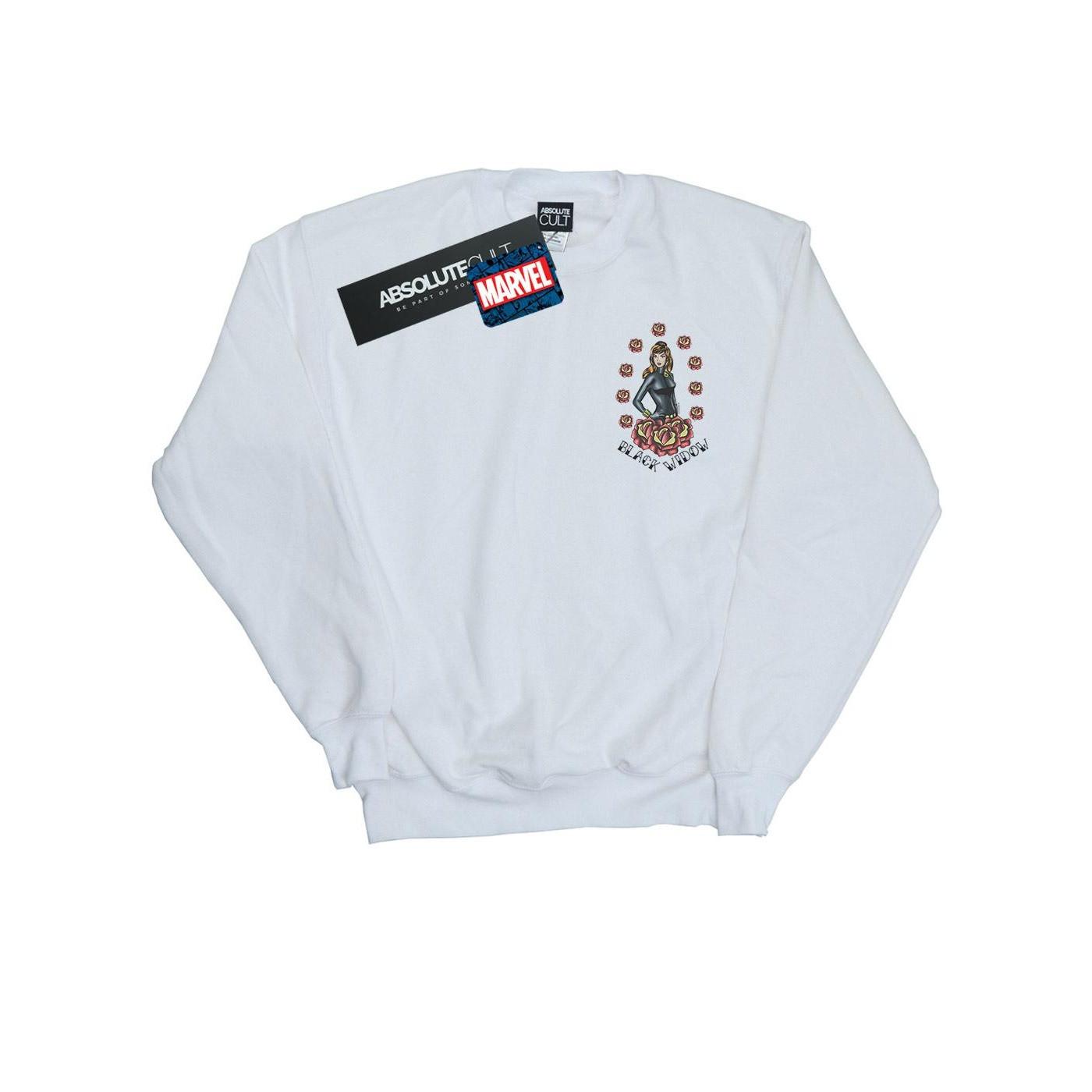 Image of Black Widow Tattoo Breast Print Sweatshirt Mädchen Weiss 116
