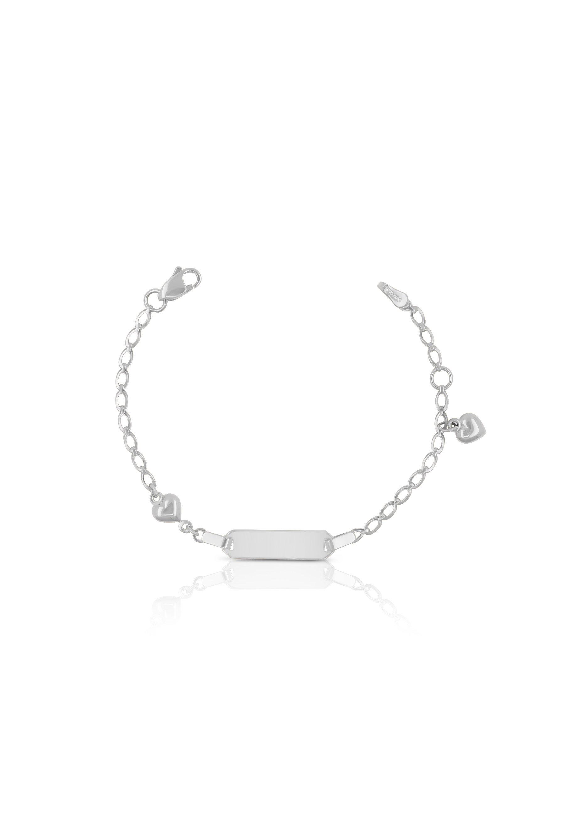 MUAU Schmuck  Bébé Bracelet Fantasie Herzli Weissgold 750, 14cm Gravurplatte 2cm 