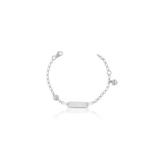 MUAU Schmuck  Bébé Bracelet Fantasie Herzli Weissgold 750, 14cm Gravurplatte 2cm 