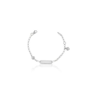 Bébé Bracelet Fantasie Herzli Weissgold 750, 14cm Gravurplatte 2cm