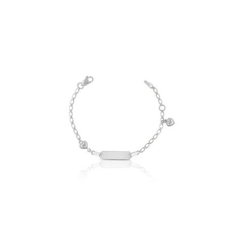 MUAU Schmuck  Bébé Bracelet Fantasie Herzli Weissgold 750, 14cm Gravurplatte 2cm 