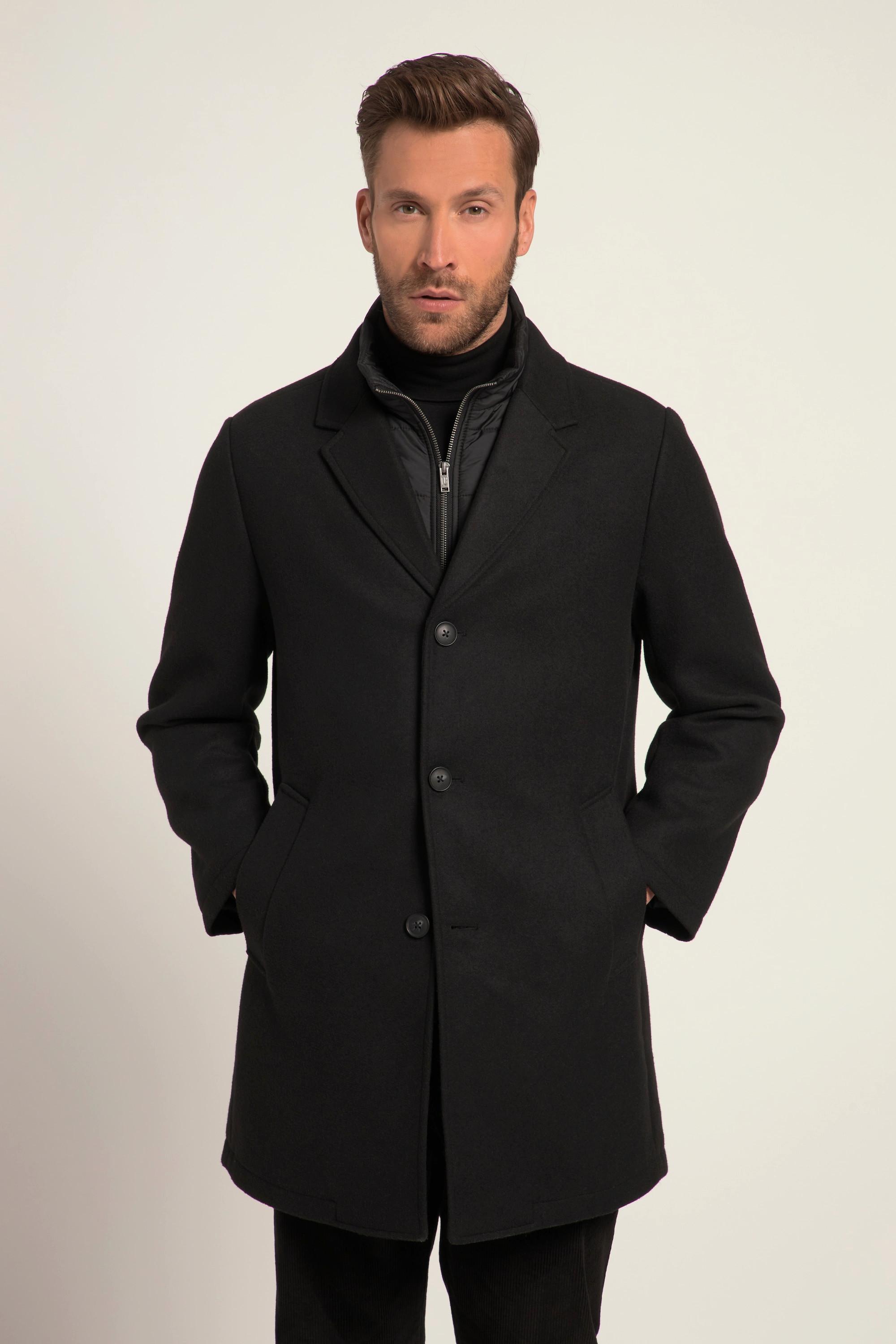 JP1880 Manteau en laine mélangée avec insert matelassé et col à revers  