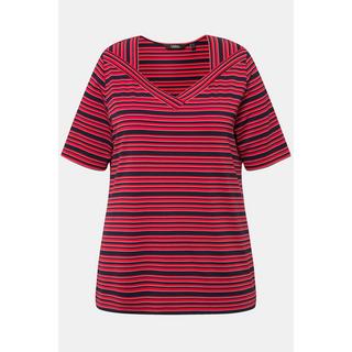 Ulla Popken  T-shirt classica a righe con scollo a V e mezze maniche 