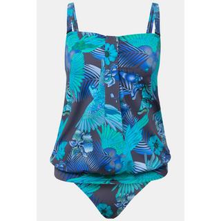 Ulla Popken  Tankini con pappagalli, coppe morbide, spalline regolabili e materiale riciclato 