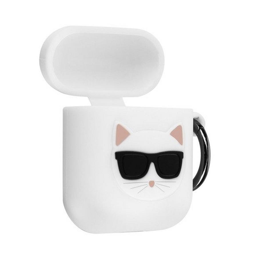 KARL LAGERFELD  AirPods Silikon Hülle mit Karabiner, Choupette Design 