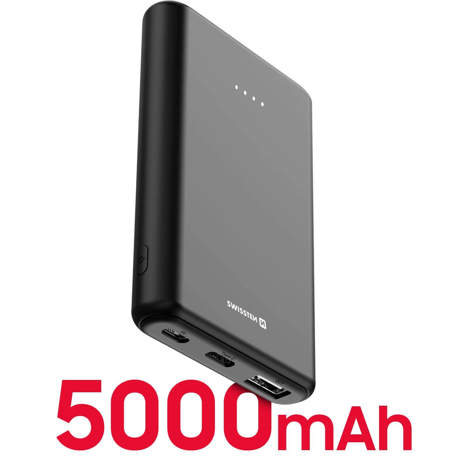 SWISSTEN  Batterie externe 5000mAh USB 10W Noir 